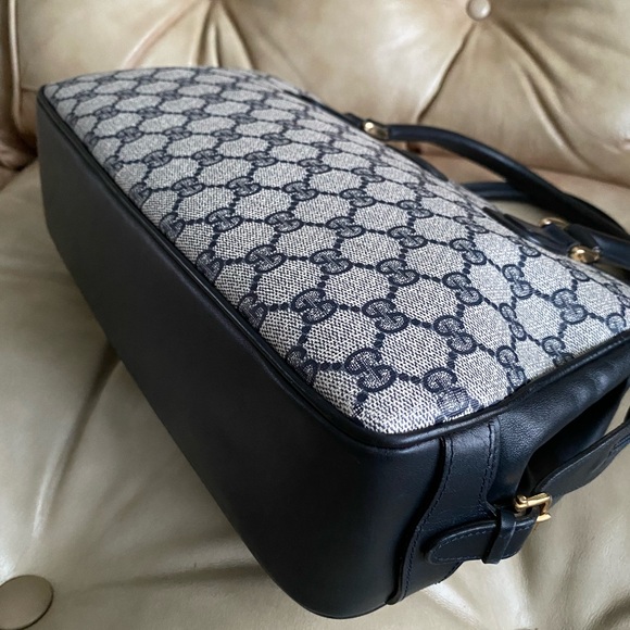 Vintage Gucci COA Bag GG Satchel & Kisslock Coin Wallet Navy PVC Leather - Picture 4 of 15